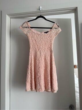 Forever 21 Blush Lace Fit-and-Flare Mini Dress